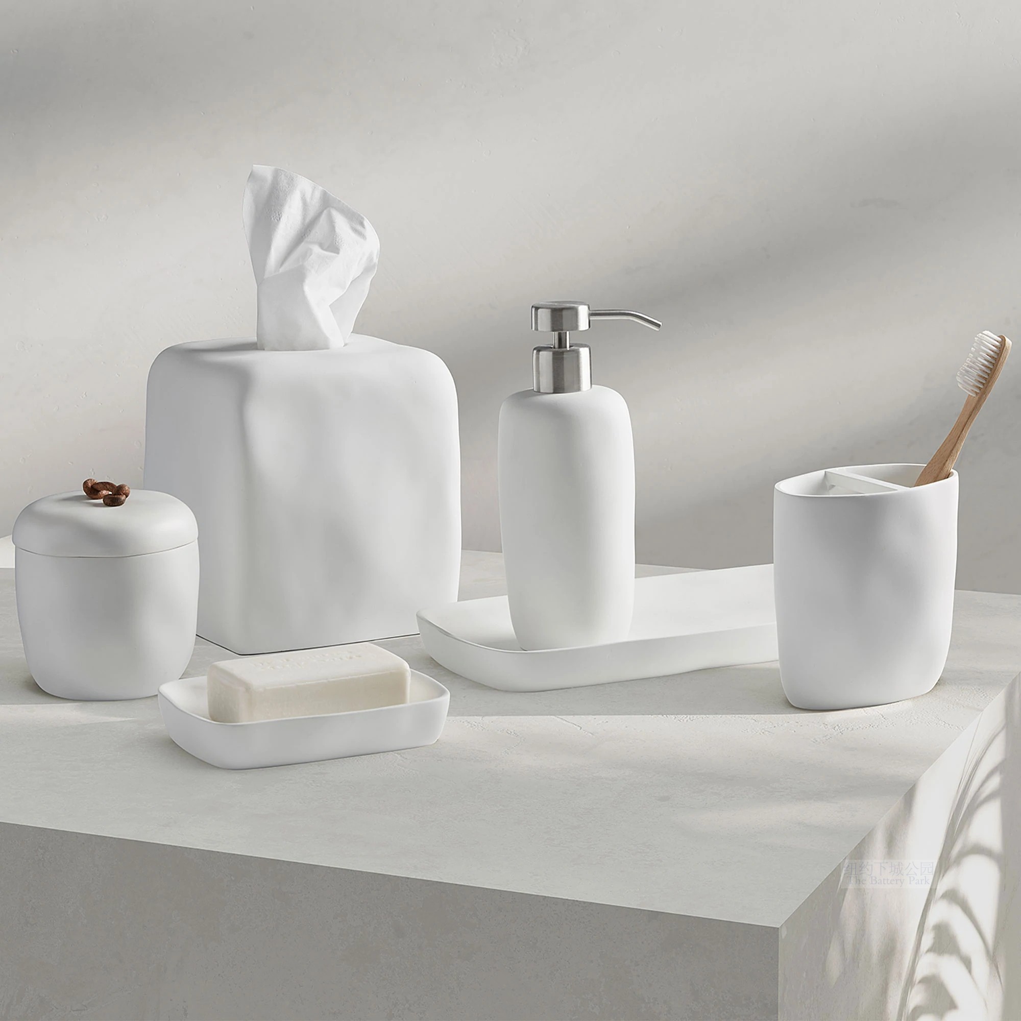 New York Downtown Park imports cloud pure bathroom washing decoration kit from Kassatex distance