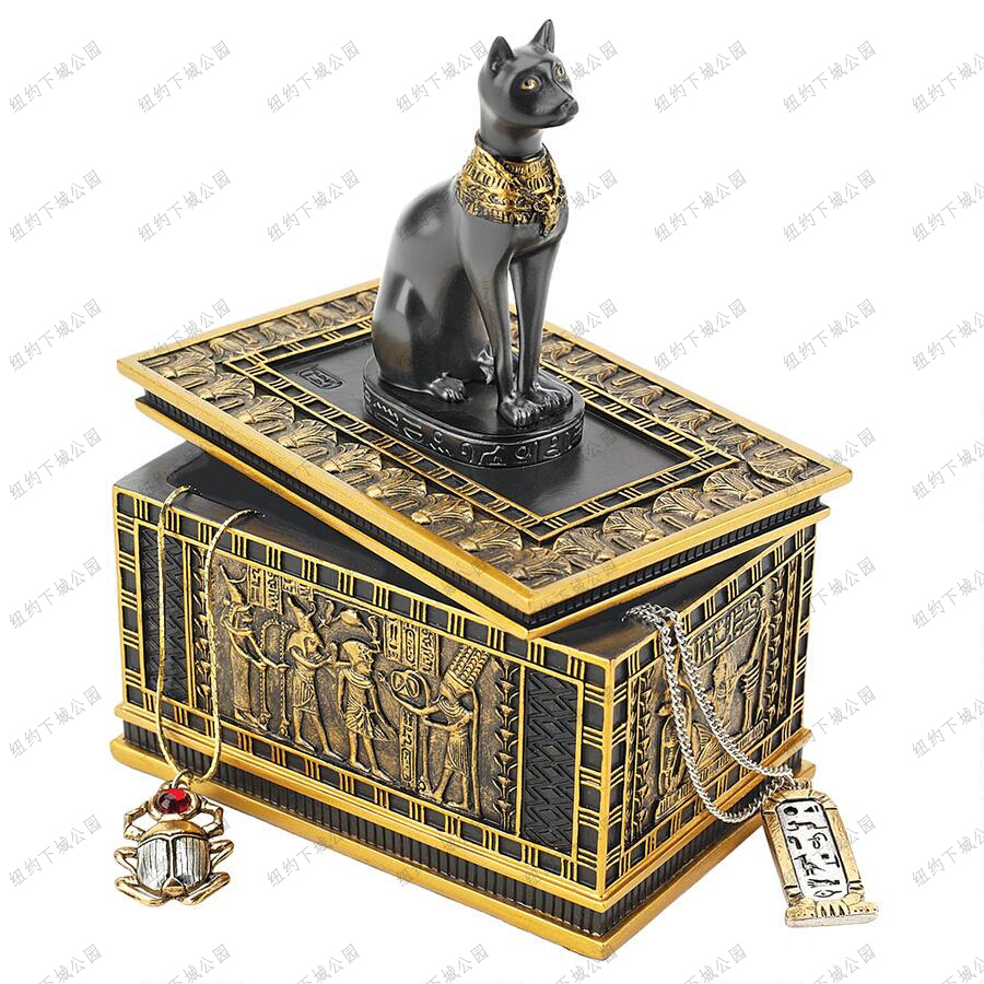 New York Lower City Park Imports Egypt's ancient Bastet cat god decorated box containing box desktop furnishing 