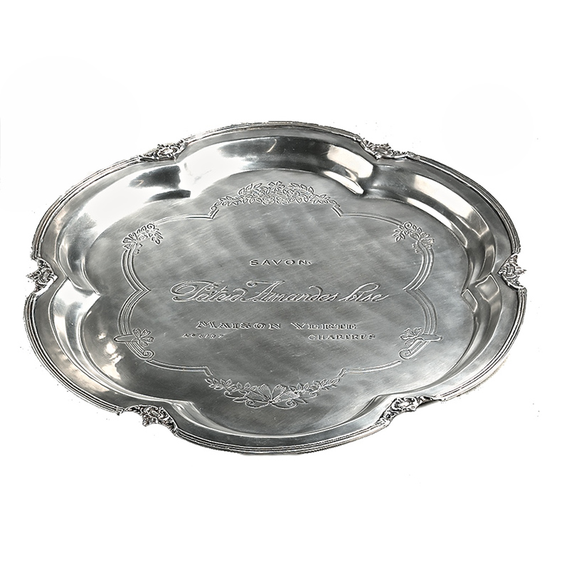 New York Lower City Park Imports Westminster Lace Copper Matte Silver Etched Tray Restaurant Dinner Plate 