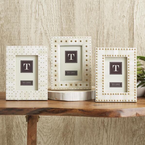 Spot New York Lower City Park Imports Spartan hippie Rivet Bone Powder Photo Frame Group Natural Ivory Color 