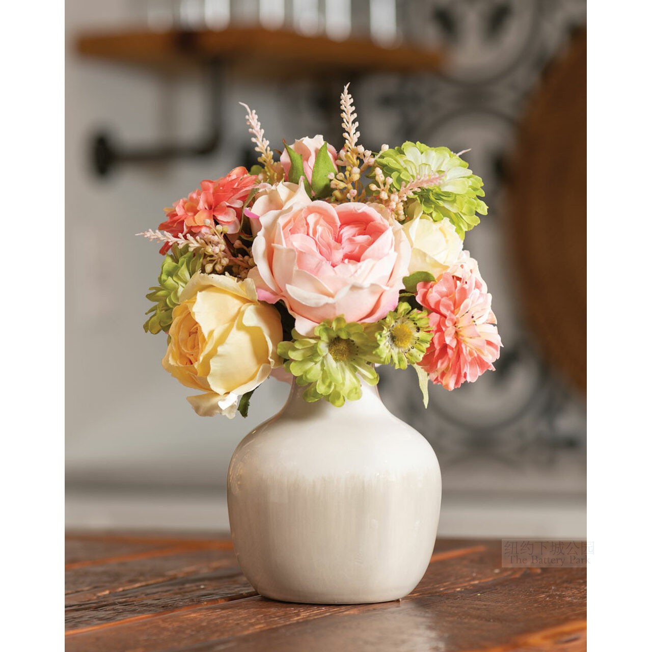 Spot New York Downtown Park imports unlimited spring powder pastel rose daisies simulation flowers bloom in porcelain bottles