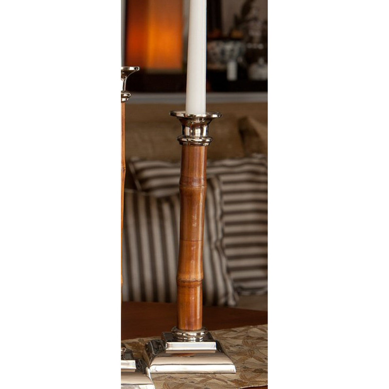 Lower City Park, New York, Imported Georgian Bright Silver Natural Bamboo Decorative Candlestick Tabletop Ornaments