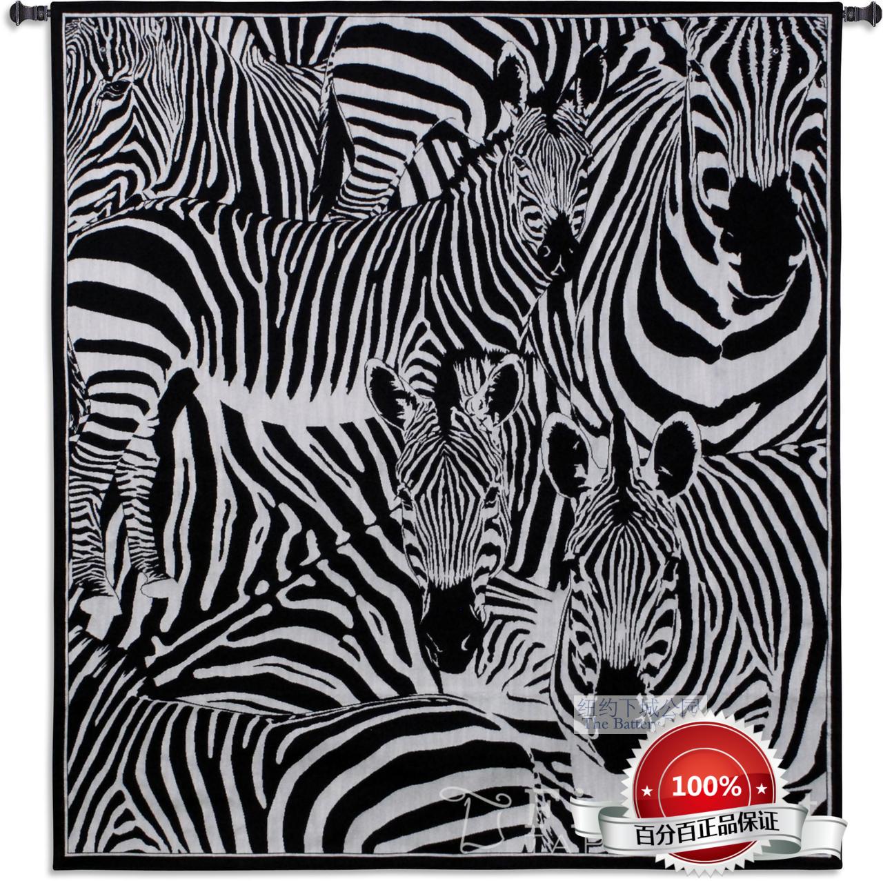 New York Lower City Park Imported Rose Manufacturing Super Cool Black And White Striped Zebra Cotton Thread Woven Tapestry 134x119 