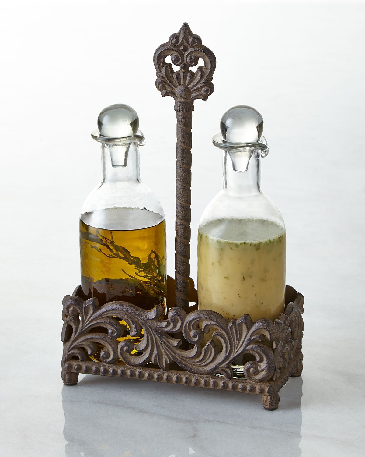 Spot New York Lower City Park Imports GGCollection Classic Iris Tail Flower Water Pattern Glass Oil Vinegar Sauce Bottle 