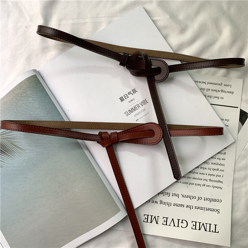 Minimal waist belt female Korean version decoration simple all-match windbreaker waist waist show thin lady leather knot fine belt with skirt