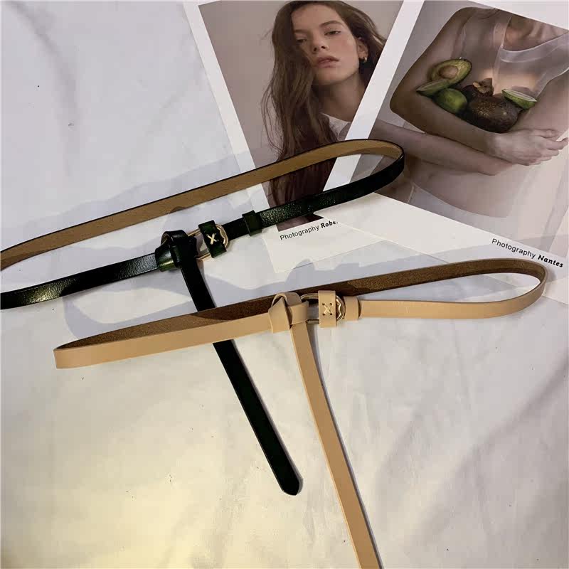 In female Han Han Edition Fashion Han Edition of Han Fashion Belt Decorated with simple suit dress