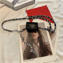 European and American retro woven waist chain small bag womens ins mini metal Joker chain belt with skirt belt tide