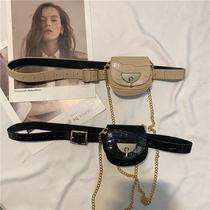 ins new net red mini belt bag female fashion concave shape belt decoration chain with suit coat