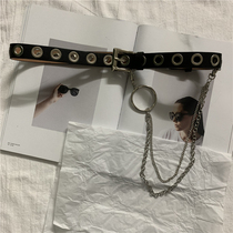 2020 New Strap Women Ins Nets Red Free Punch Large Cirque PU Belt 100 Hitch Fashion Butterfly Chain Pants Strap