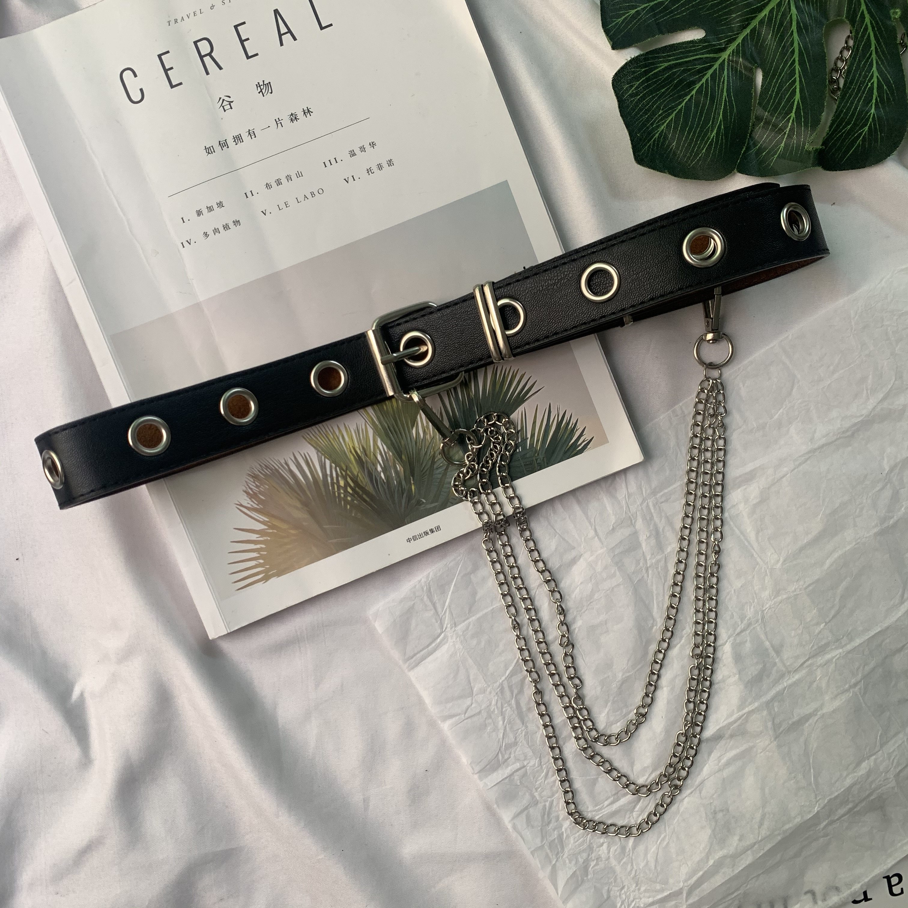 Punk Wind Korea Chic Recessed Styling Strap Free of Punch Ins Overfire Cirque Lady Belt Chain Trim Tide