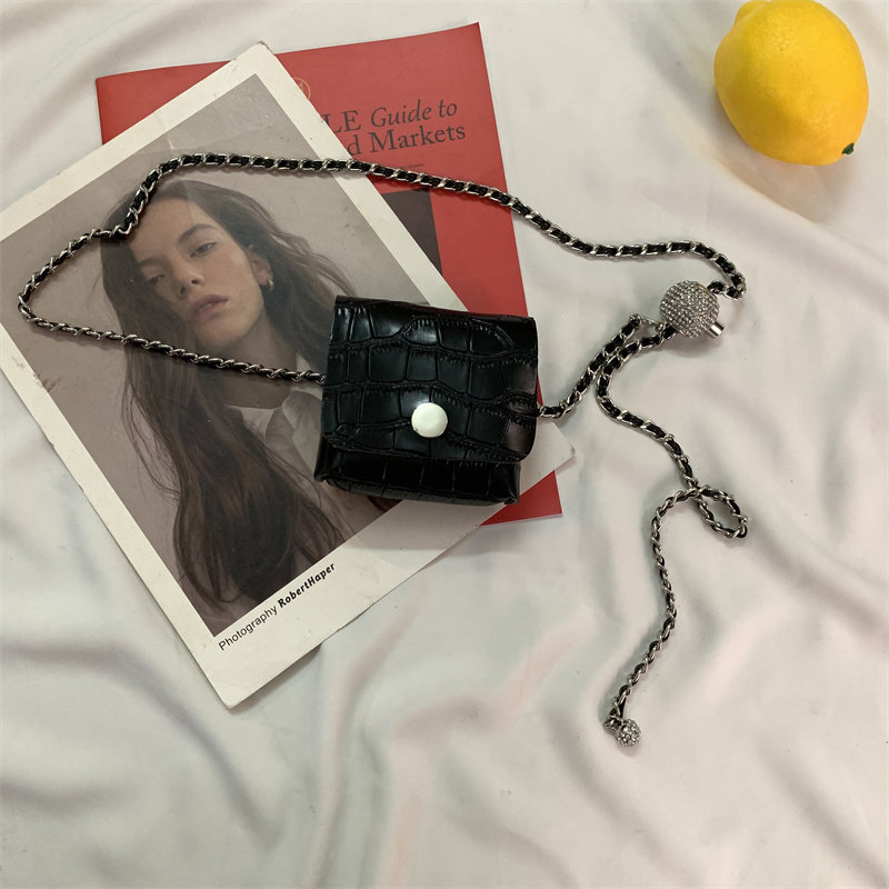 2021 New Small Fragrant Chain Waist Chain Women's Small Bag Braided Rhinestone Inlaid Belt Versatile Decorative Small Golden Ball Accessories