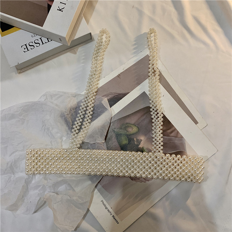 Korean version ins pearl baby bag waist chain women's 2021 new fashion wild decoration with shirt suit skirt suspender