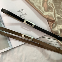 Genuine Leather Slim Belt Women Fashion Brief About 100 Hitch Decoration Korean Cow Leather Slim Leather Slim Leather Belt Womens Sant Pants Belt Pants Belt