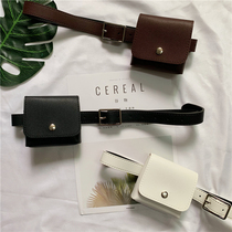 New Korean version of Joker Fashion running bag Women Pure Color Simple Small Leather Bag Belt Casual Mini Belt Womens Tide