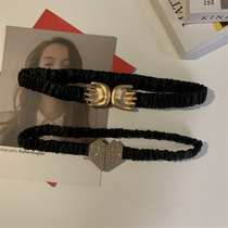 New Care Drill Mounted Black PU Belt Female Fashion Band Band Band Dress Dress Shirt Seal