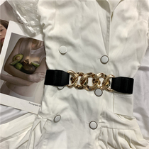 Metal elastic wide waist seal new Korean version of simple Joker elastic belt with dress suit decoration female fashion