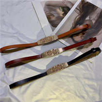 Metal Rose Buckle Fine Belt Womens Leather Joker Decorative Suit Belt Fashion Garde Sweater Waist