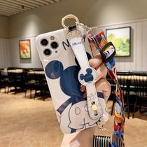 Apple 13 phone shell womens iphone13promax full package anti-fall 13Pro back movie 12 hanging rope 12pro Cartoon 11 straight side cute 13por wristband IP