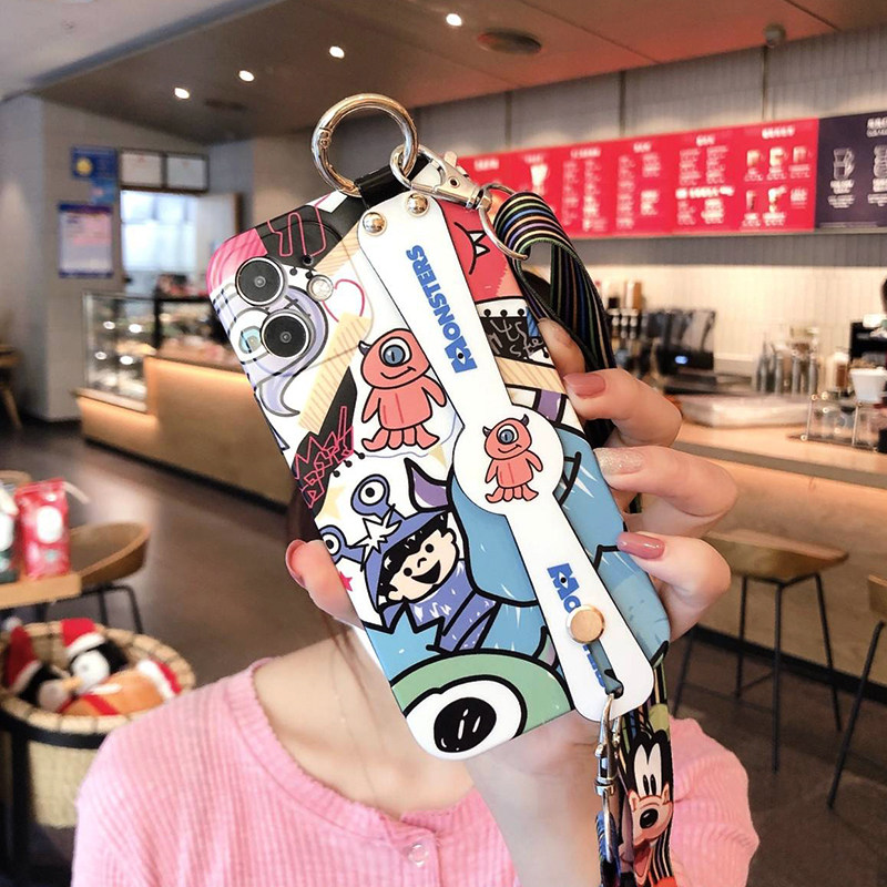 Sun Li's same model is suitable for Apple 12 mobile phone protective case all-inclusive anti-fall iphone12promax wristband diagonal 12pro cartoon monster 11promax lanyard xr silicon