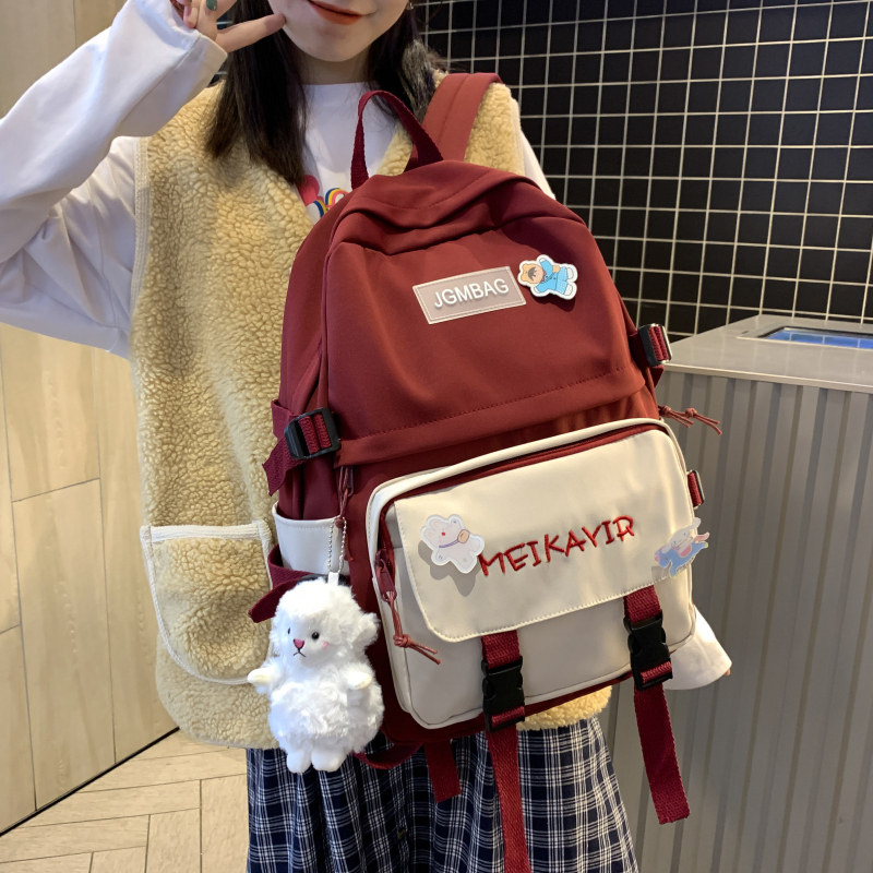 Hong Kong schoolbag female Korean version of Harajuku ulzzang high school students junior high school students backpack ins cute large-capacity backpack