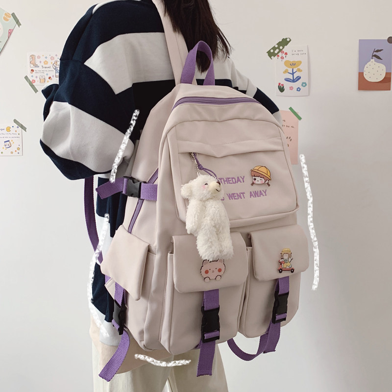 Hong Kong 2022 Harajuku schoolbag female large-capacity Korean version of high school students junior high school students backpack primary school students backpack tide