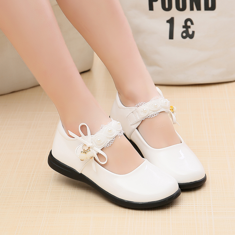 669 Whitegirl leather shoes black 2021 spring and autumn new pattern children pupil show British style soft sole baby princess Single shoes