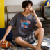 Casual Thư Pyjama Mens Summer bông ngắn tay áo Slim Teen Student Sourcotton Home Mang Set ngày. 