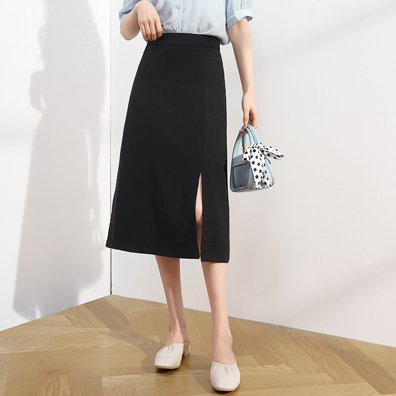 Open fork half body dress Summer 2022 new high waist a word dress black bag hip skirt woman summer dress with long version suit skirt