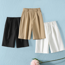 50% Shorts Women Summer 2022 Thin height waist loose Thin Straight Cylinder Harbour Taste Pants Ice Silk Western Pants