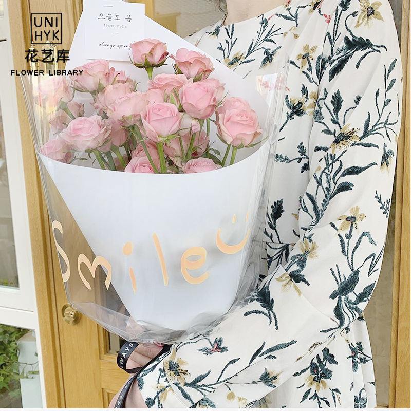 Flowers wrapping paper Han Type Opp Plastic Cloth Bag Flowers Material Rose Bouquet Waterproof English Transparent Glass Paper