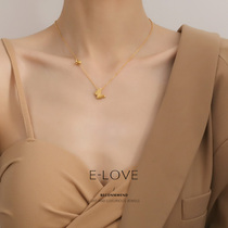 Plated 18K gold necklace female Japanese Korean fashion titanium steel color gold butterfly necklace choker jewelry gift