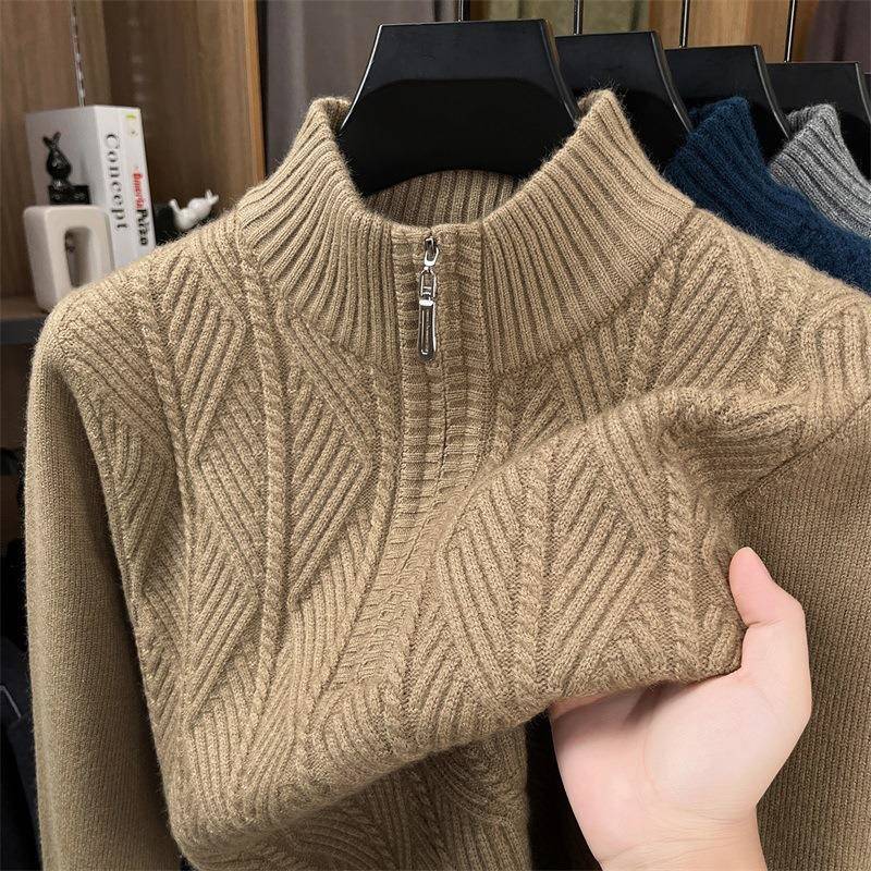 Men's Wool Sweater, Anti-Pilling, New Style Men's Zip-Up Knit Sweater