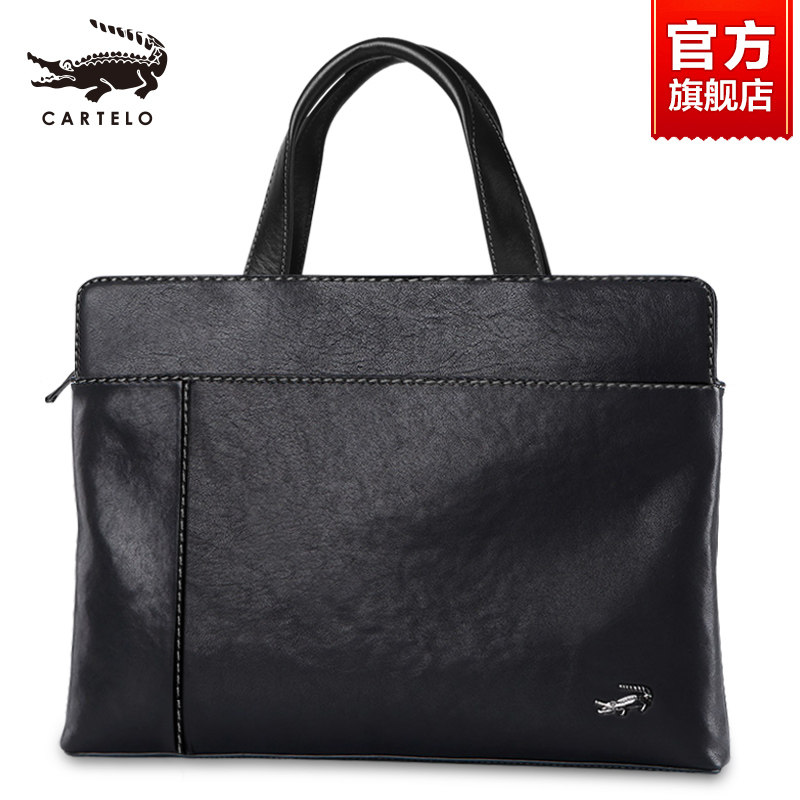 Crocodile mens briefcase Leather cross-section bag Hand cowhide bag Business shoulder messenger bag Casual handbag