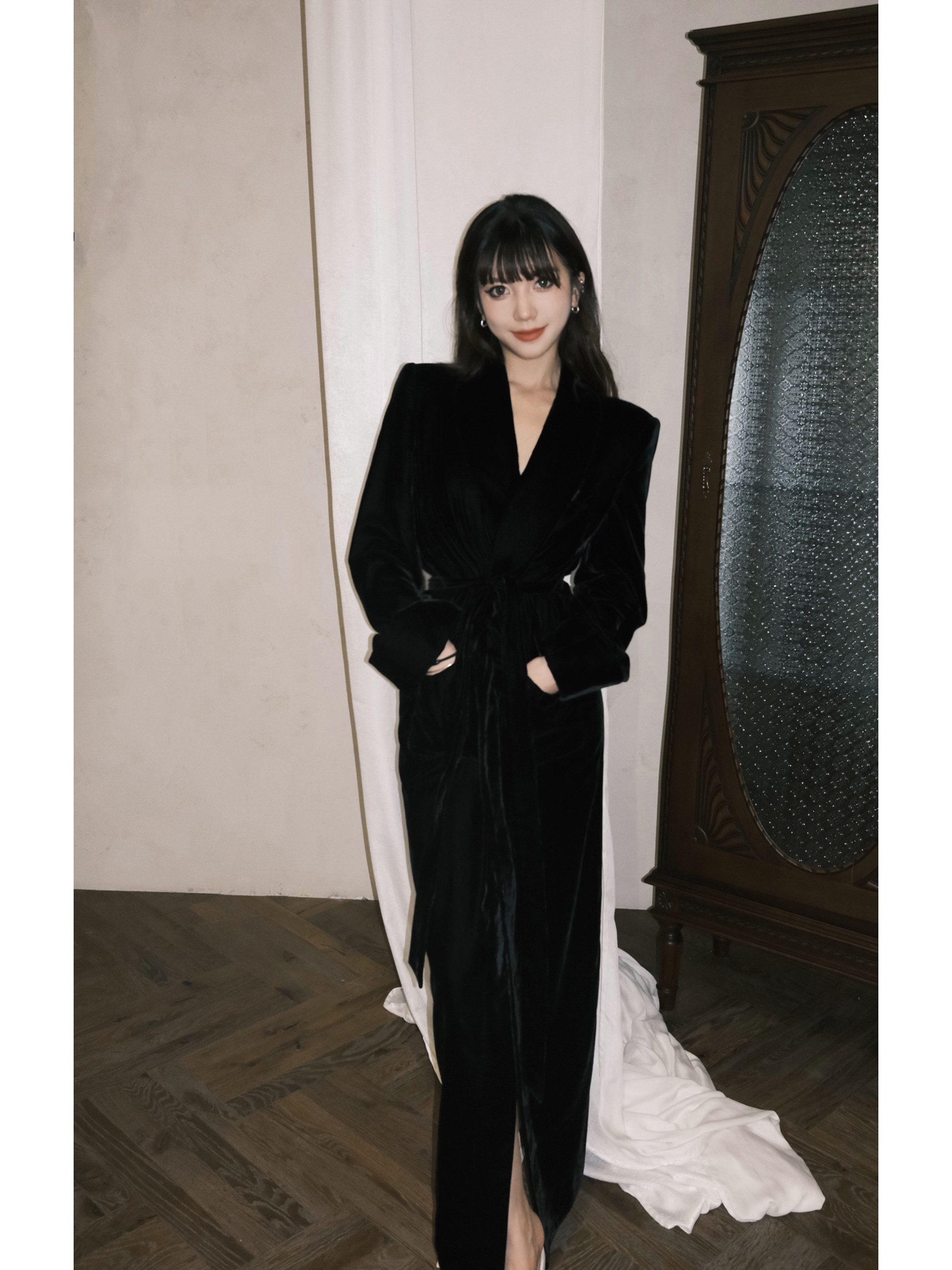 avignement velvet big coat heavy weights High Temperament Superior sensuary Windcoat Jacket Lady Autumn-Taobao