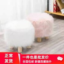 Plush shoe changing stool sofa stool creative small stool low stool imitation wool bench log household stool fabric coffee table stool