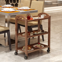  Hot pot shop vegetable rack Commercial shelf shelf Solid wood floor with wheels removable kitchen dining car cart vegetables