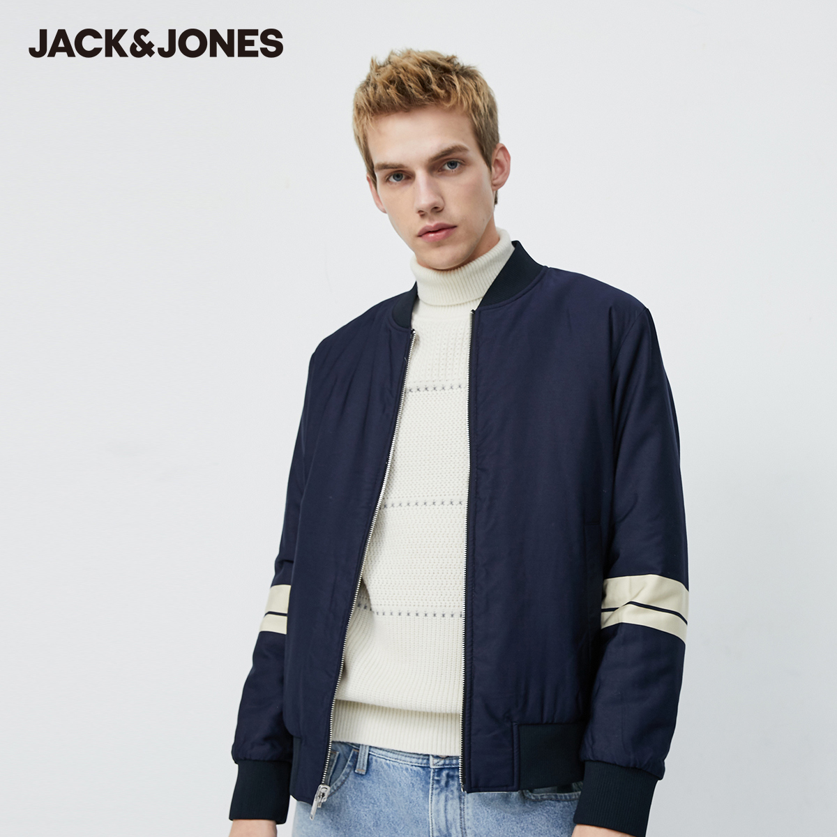 Jack Jones Mùa xuân nam bóng chày Collar Editing Business Casual áo khoác bông 220109509