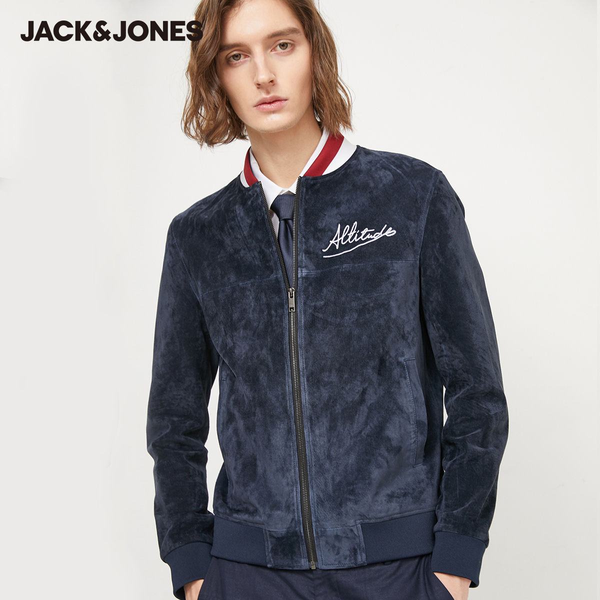 Jack Jones Jack Jones Xuân Nam Hàn Quốc phiên bản ban Thường vụ biker Pig Leather Jacket Jacket 220110514