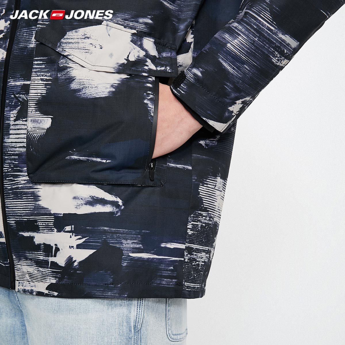 Jack Jones Tóm tắt in Sports Trench Coat Xuân / Hè mới nam đường gió