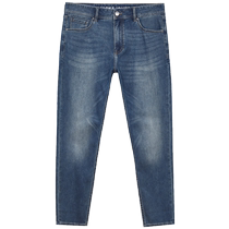 Jack Jones Autumn Slim High Bomber Blue Denim Washed Whisker Cool Nine-Point Pants Jeans Ice Silk Mens Pants