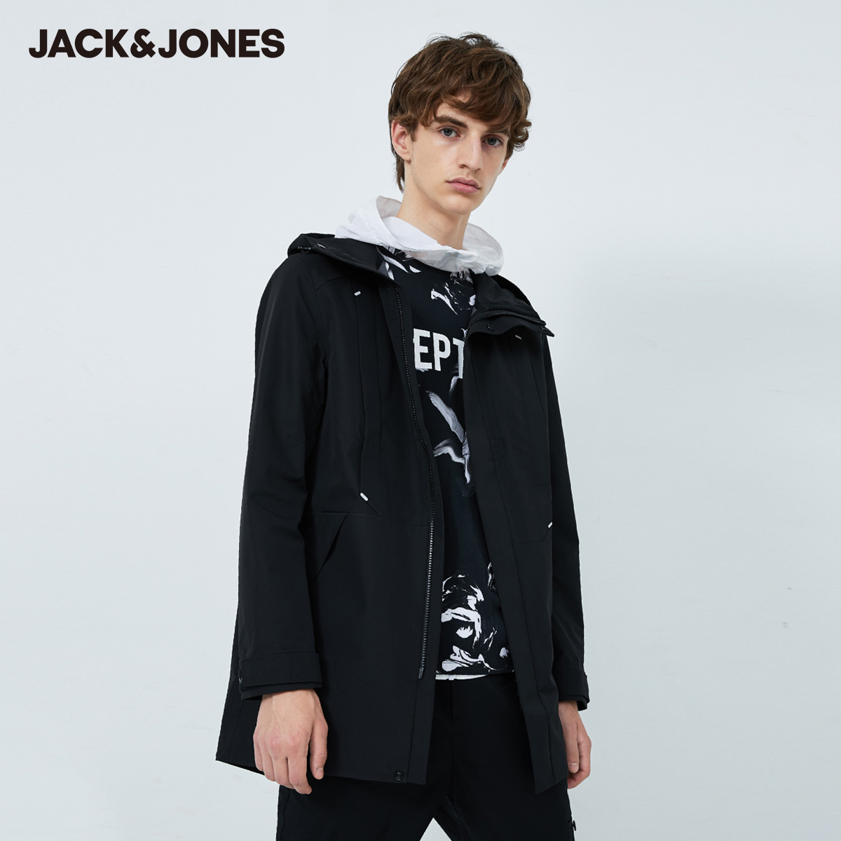 Jack Jones giản dị giữa chiều dài đường nước-phun đội mũ trùm đầu áo khoác mùa xuân / mùa hè xu hướng đội mũ trùm đầu của nam giới