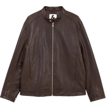 Jack Jones Autumn Mens Sheepskin Jacket Straight Zipper Fly Snap Button Cuff Top Leather Jacket Men