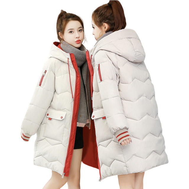 Down Jacket White Duck Down Women's 2023 New Winter Mid-Length Korean Style Waist Slimming Thickened Jacket