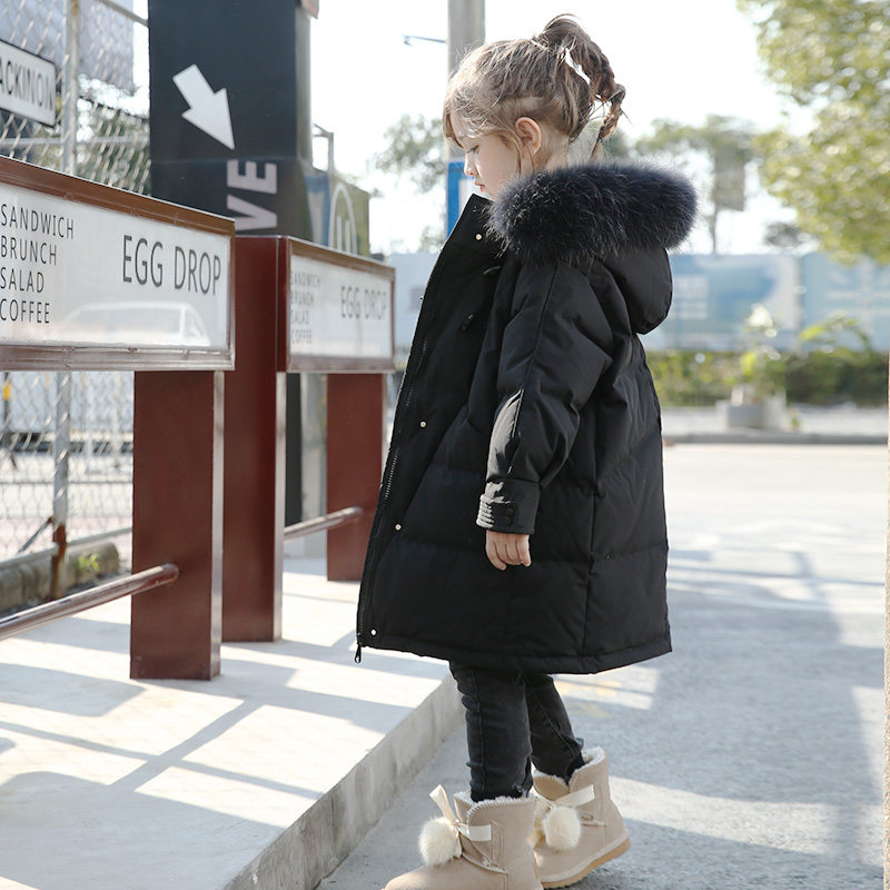 British next dears girls long down jacket winter clothes children Korean version of white duck down coat tide