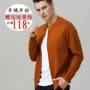 Mùa thu và mùa đông nam cashmere cashmere cổ tròn đan áo len ngắn đoạn cashmere áo rắn màu ngắn dây kéo áo len thủy triều áo công sở nam