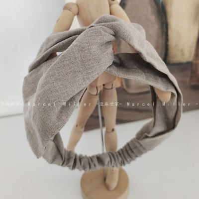 Soft linen facial hair band, hemp multi-color cross wide edge elastic and tight hair band, commonly used hair band in yoga makeup