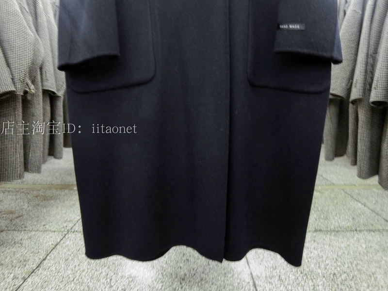 Hàn Quốc khâu tay hai mặt áo cashmere lỏng thắt lưng túi lớn túi lớn áo len dài nữ - Accentuated eo áo áo choang dạ đẹp