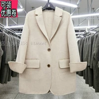 18 năm mới phiên bản tiếng Hàn của hướng dẫn sử dụng áo len cashmere hai mặt bằng len màu đen phù hợp với ve áo tay áo ngắn nữ áo khoác dạ nữ