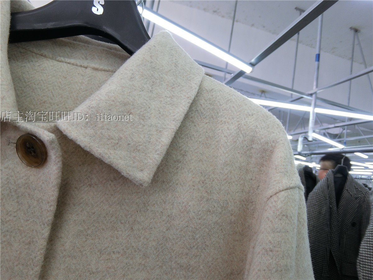 Mới của Hàn Quốc tay khâu đôi phải đối mặt với cashmere áo len lông cừu mô hình xương cá ngắn hàng duy nhất khóa vai nữ áo dạ nữ đẹp 2021