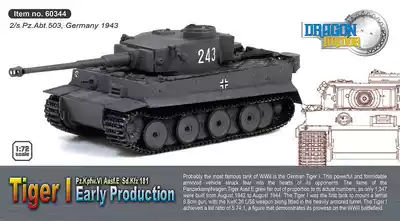 Veyron 60344 1:72 World War II German Tiger Tank Early Type 503 Heavy Armored Battalion 2 Defense Gray